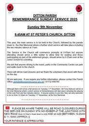 REMEMBRANCE SERVICES 2025 - ROAD CLOSURES