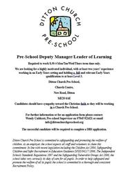 Ditton Church Pre-School Vacancy