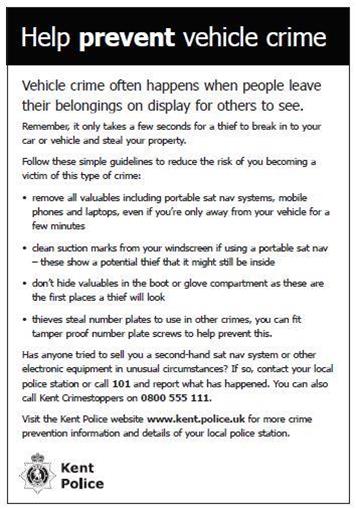  - Notice from Kent Police