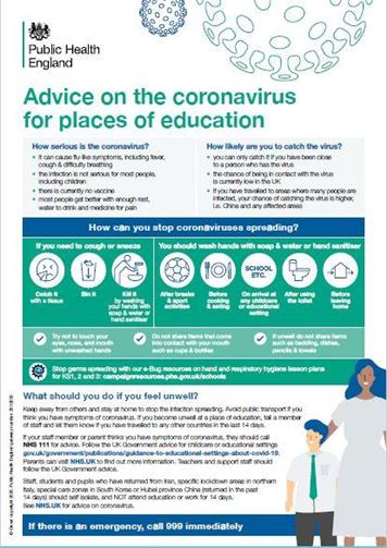  - CORONAVIRUS INFORMATION from Department of Health and KCC