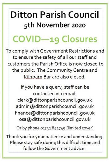  - Closure of Commmunity Centre, Kilnbarn Bar and Parish Office