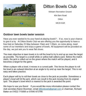  - Ditton Bowls Club Taster Session
